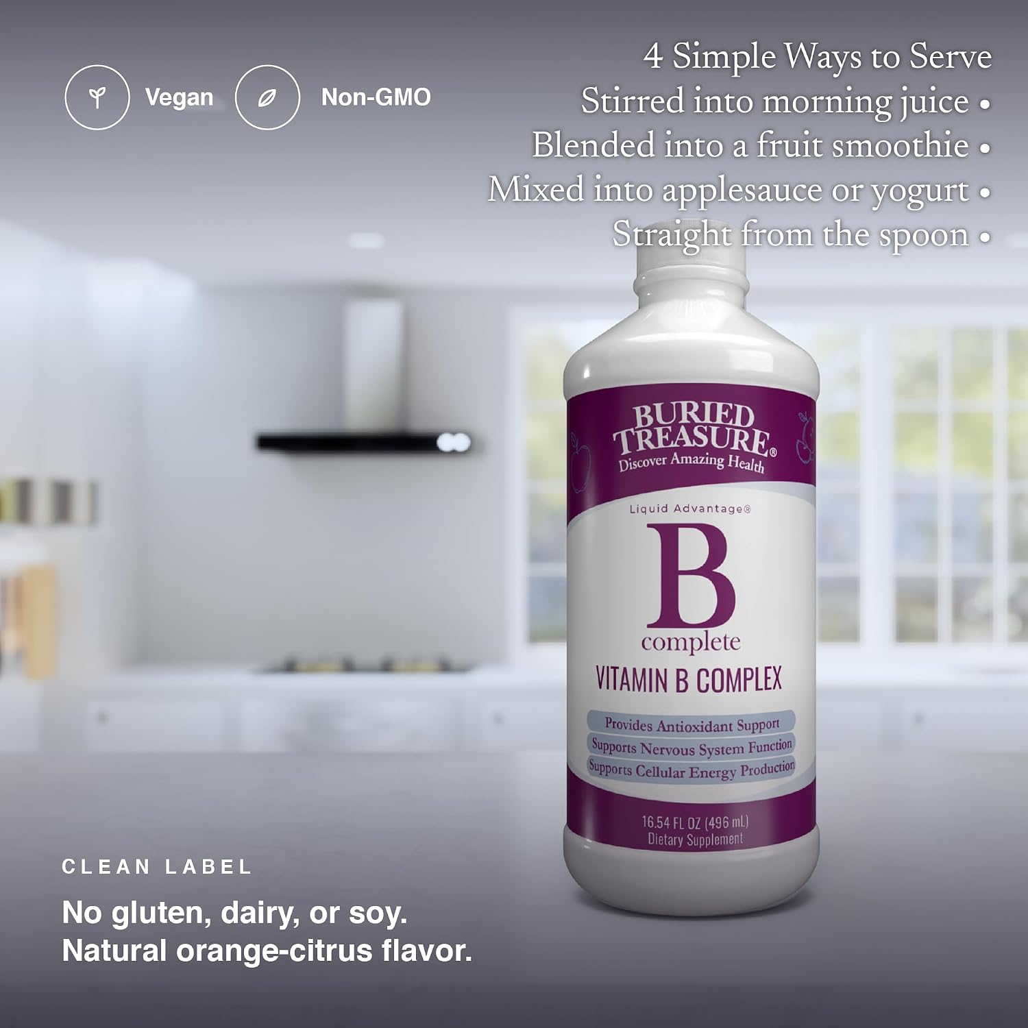 Buried Treasure B Complete - 16 Fl oz, All 8 B Vitamins with Methylated B12 & Methylfolate, Biotin, B1, B2, B6, Antioxidant Support