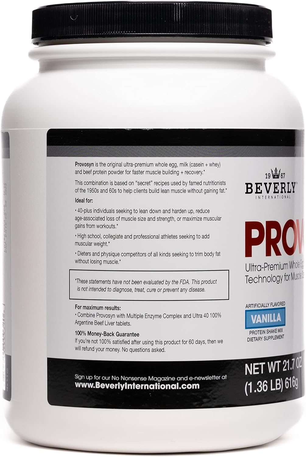 PROVOSYN Whole Egg, Milk & Beef Protein Powder, Vanilla, 616 g | Ultra-Premium Whole Egg, Casein + Whey & Beef Protein