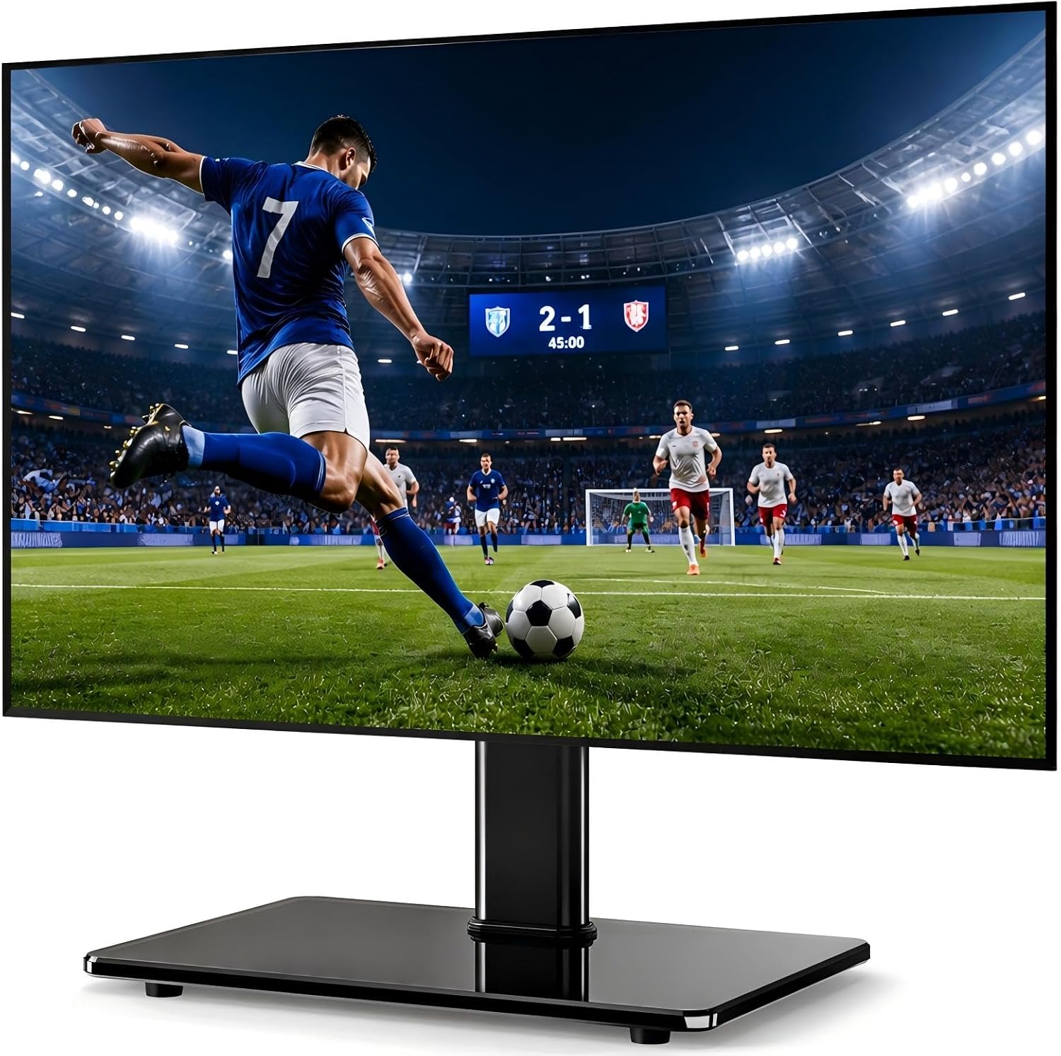 5Rcom Universal Swivel TV Stand for 27-60 inch Curved/Flat Screen TVs, Table Top TV Base Replacement Holds up to 88 lbs