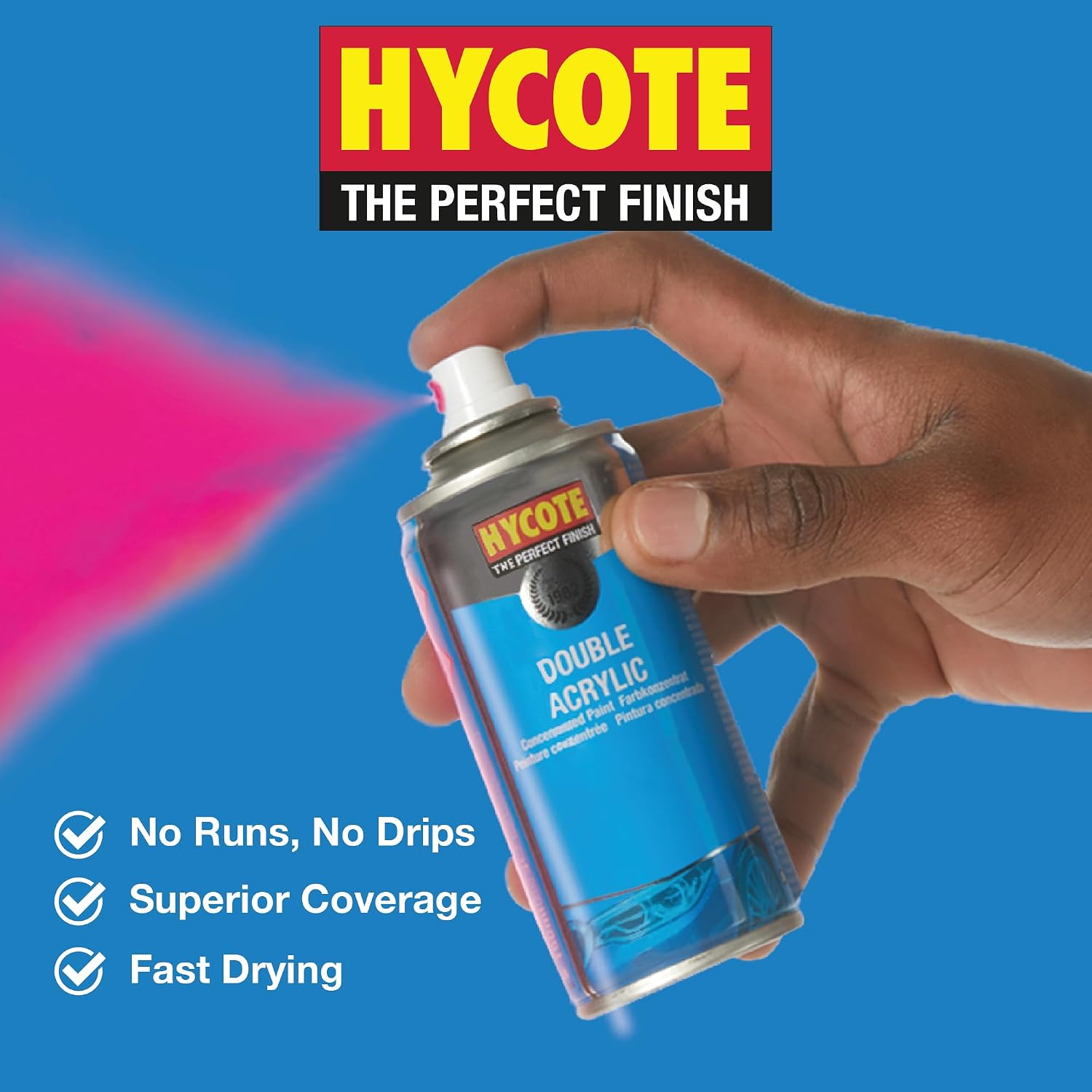 Hycote Black Spray Paint, Satin Black, 13.5 Oz - Fast Drying, UV & Weather Resistant, Acrylic Formula for Superior Protection – For Automotive & DIY Use, 400ml