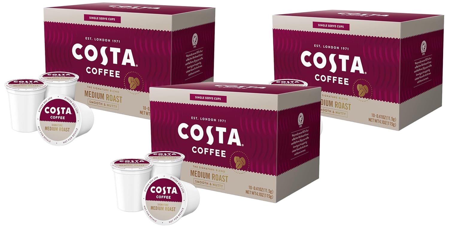 Costa Coffee Pods Medium Roast, Signature Blend, 10 Count