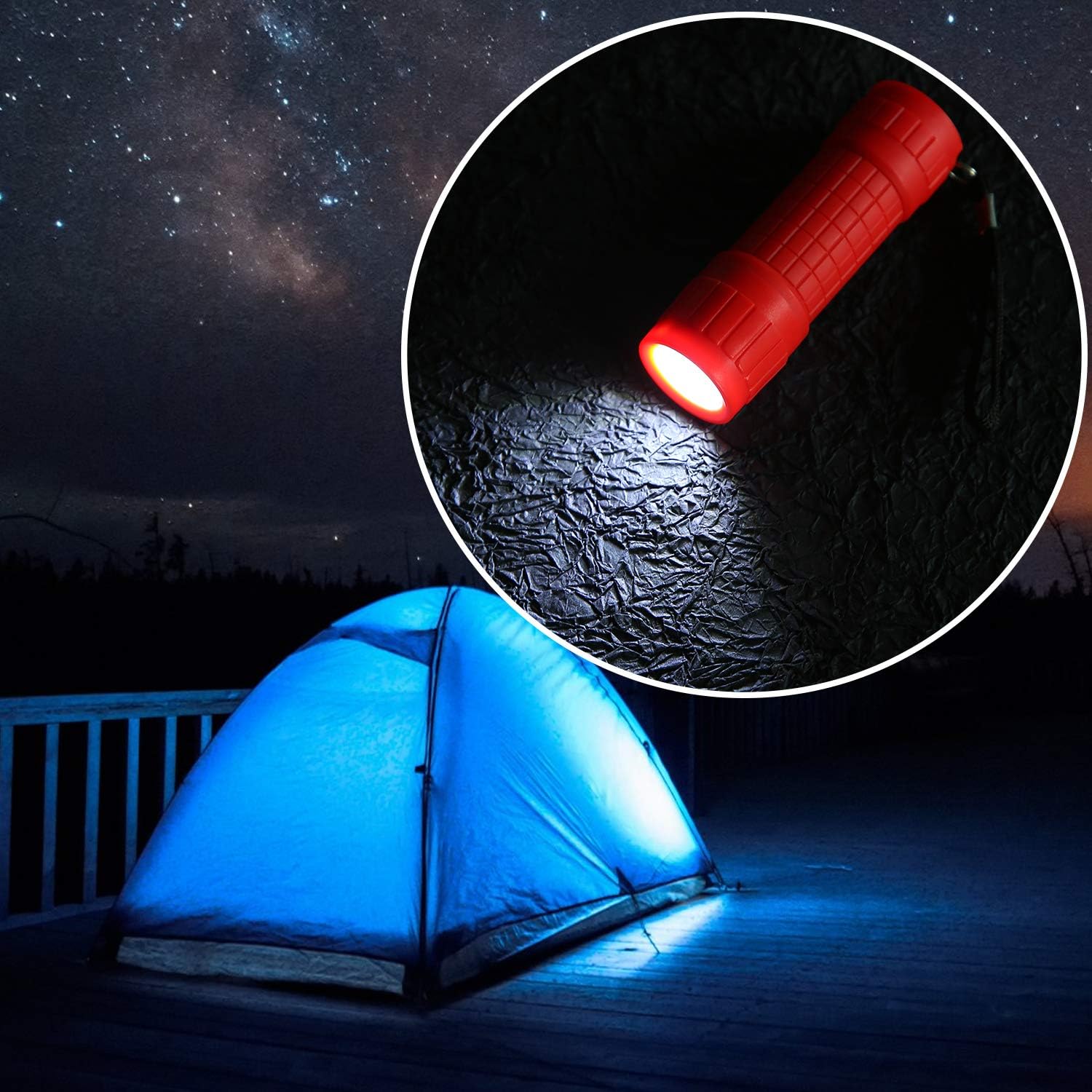 Whaply 30-Pack Small Mini Flashlight Set, 5 Colors, 9-LED Handheld Flashlight with Lanyard
