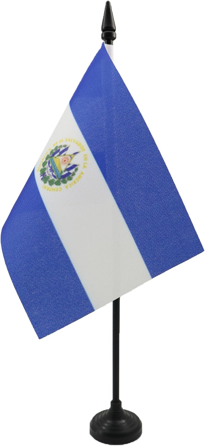 AZ FLAG Nicaragua Table Flag 4x6 in 100D Polyester Plastic Base | Indoor use Nicaraguan 15x10 cm desk flag stitched finish with reinforced edges with plastic pole