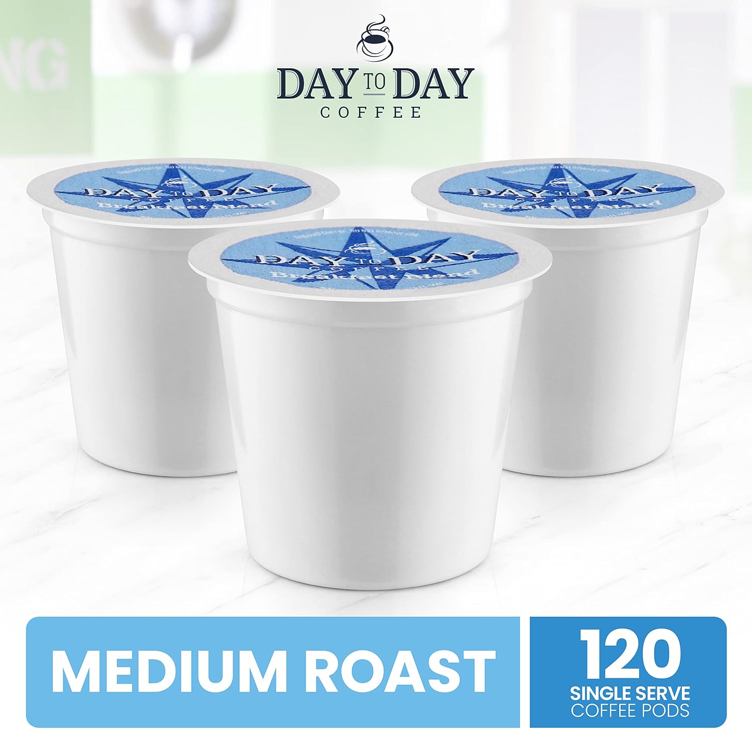 Day To Day Coffee Pods, Breakfast Blend Medium Roast, 120 Count K-Cup | Compatible with Keurig K-Cup brewers. Bulk single serve pods for everyday morning coffee at home, office or breakroom
