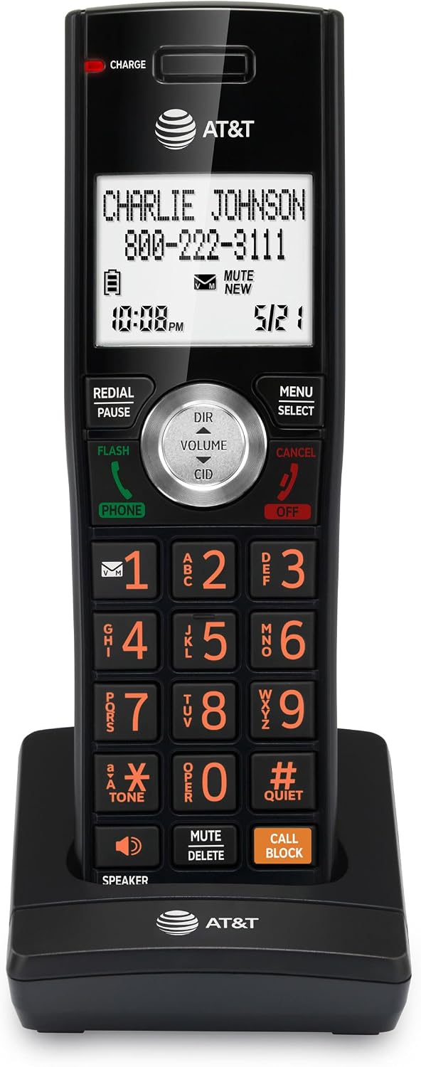 AT&T DECT 6.0 Expandable Cordless Phone with Answering System, Silver/Black with 3 Handsets