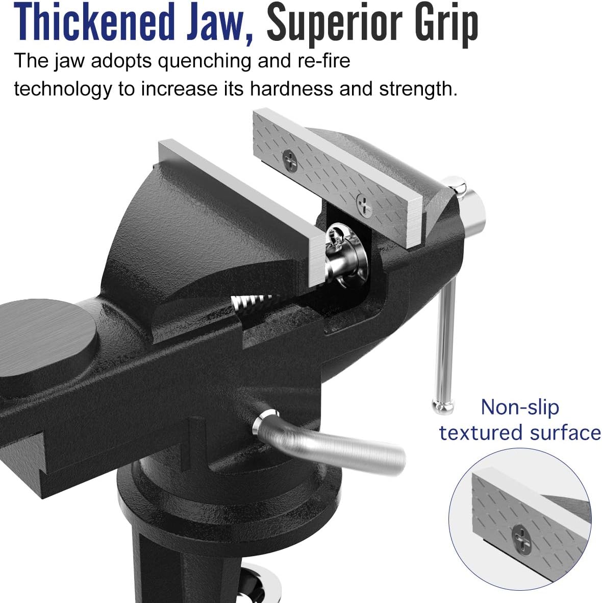 Housolution Universal Table Vise 3 Inch, 360°Swivel Base Bench Clamp