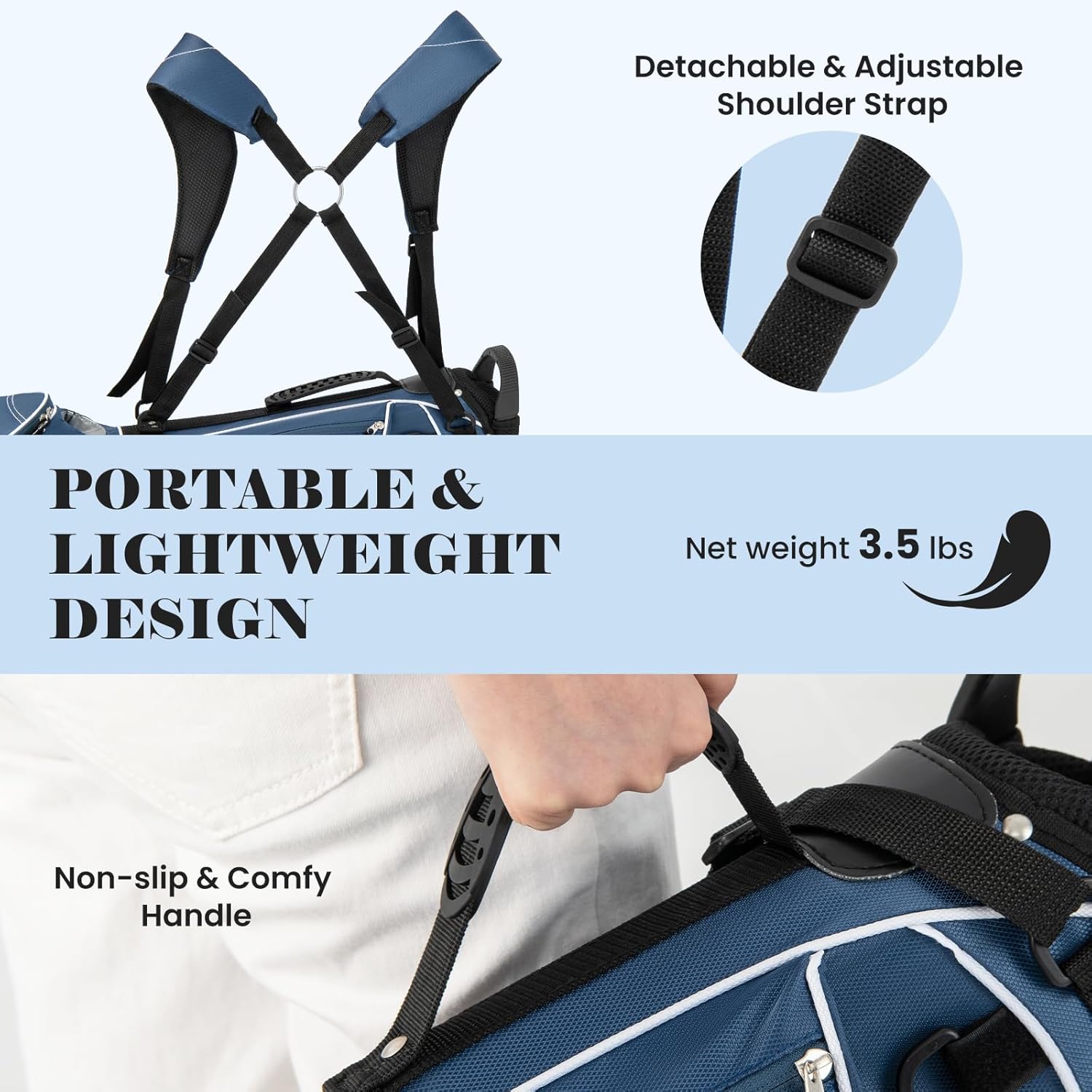 Tangkula Golf Stand Bag, Lightweight Organized Golf Bag, Easy Carry Shoulder Bag with 4 Way Dividers and 4 Pockets for Extra Storage