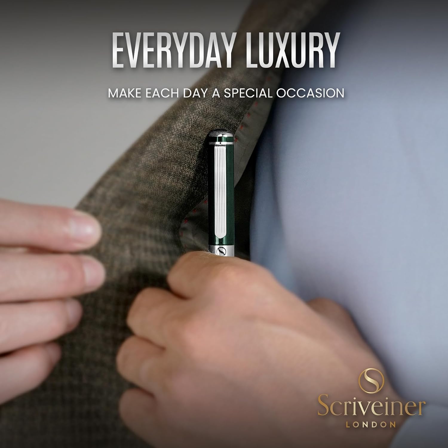Scriveiner Silver Chrome Fountain Pen - Stunning Luxury Pen, Real Gold Finish Schmidt Gilded Nib (Medium), Best Pen Gift Set for Men & Women