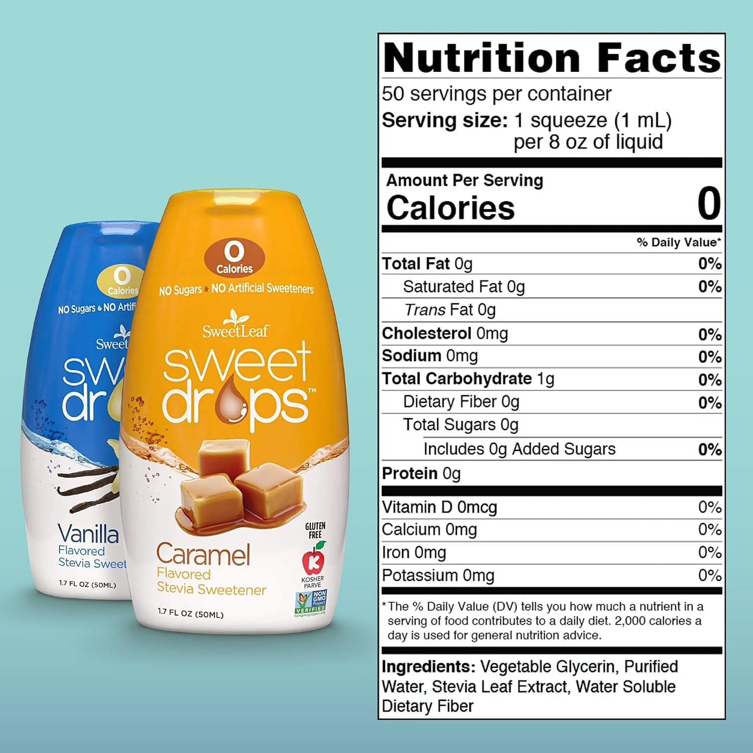 SweetLeaf Stevia Drops Liquid Sweetener, Variety Pack - 1.7 Fl Oz, 4 Pack | Sweet Drops, Stevia Leaf Extract, Zero Calorie, No Erythritol, Sugar Substitute