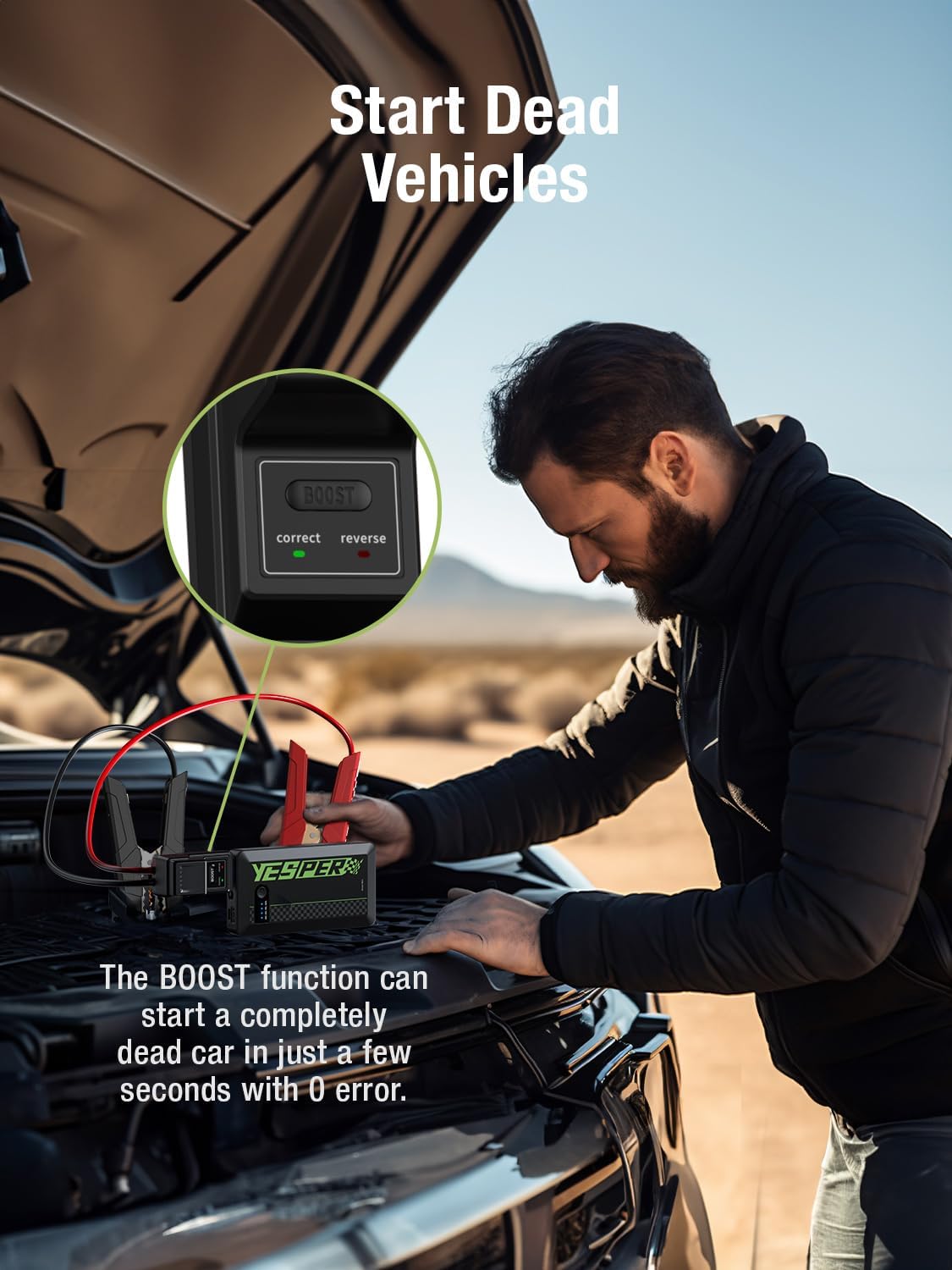 YESPER 12V Portable Car Jump Starter 1500A Motorcycle Battery Jump Pack | Supersafe Powerful Booster Jump Box Pocket Starter Pack(Up to 7L Gas and