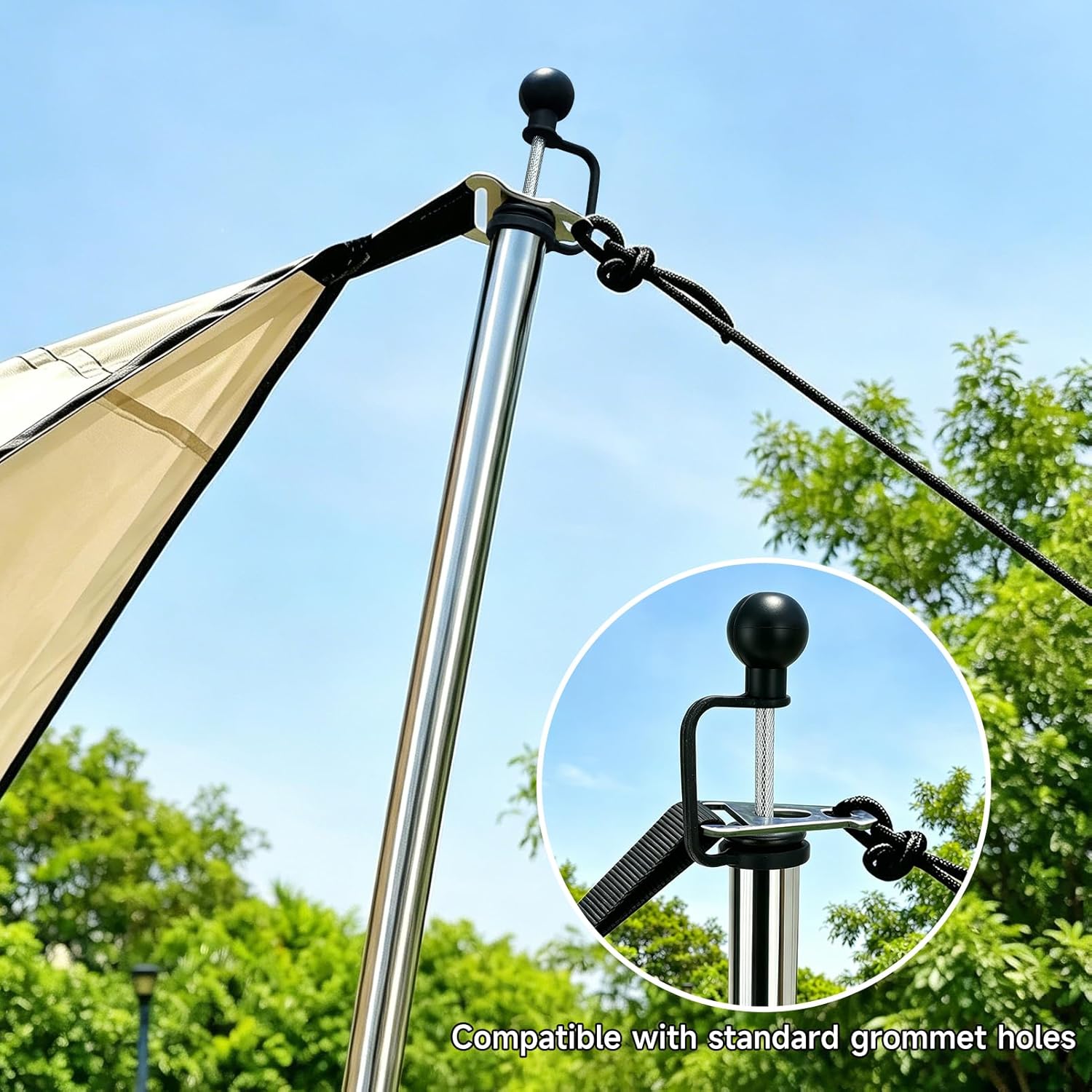 SANLIKE 2 Sets Tarp Poles 95in Telescoping Stainless Steel Tent Poles
