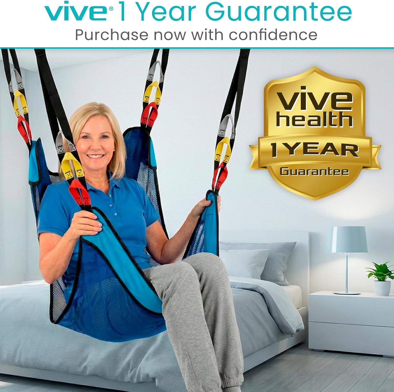 Vive Patient Lift Sling - Mesh Transfer Sling for Showering & Home Use | Full Body Hoyer Lift Pad for Elderly, Disabled