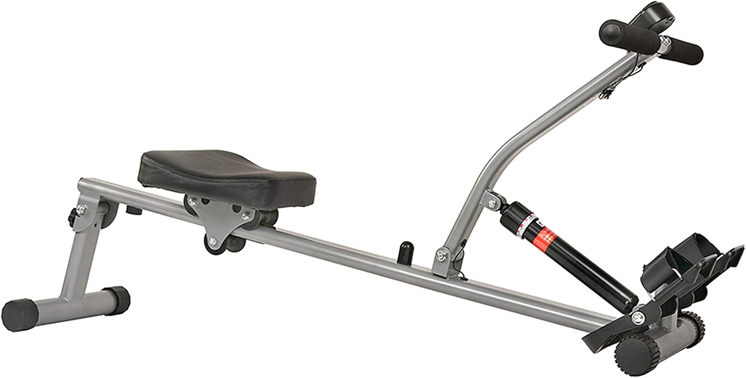 Sunny Health & Fitness Compact Hydraulic Rower with 12-Level Resistance | Full-Body Cardio, Joint-Friendly, Lightweight & Portable, Quiet & Smooth Ride, Easy-Assembly, Free SunnyFit App