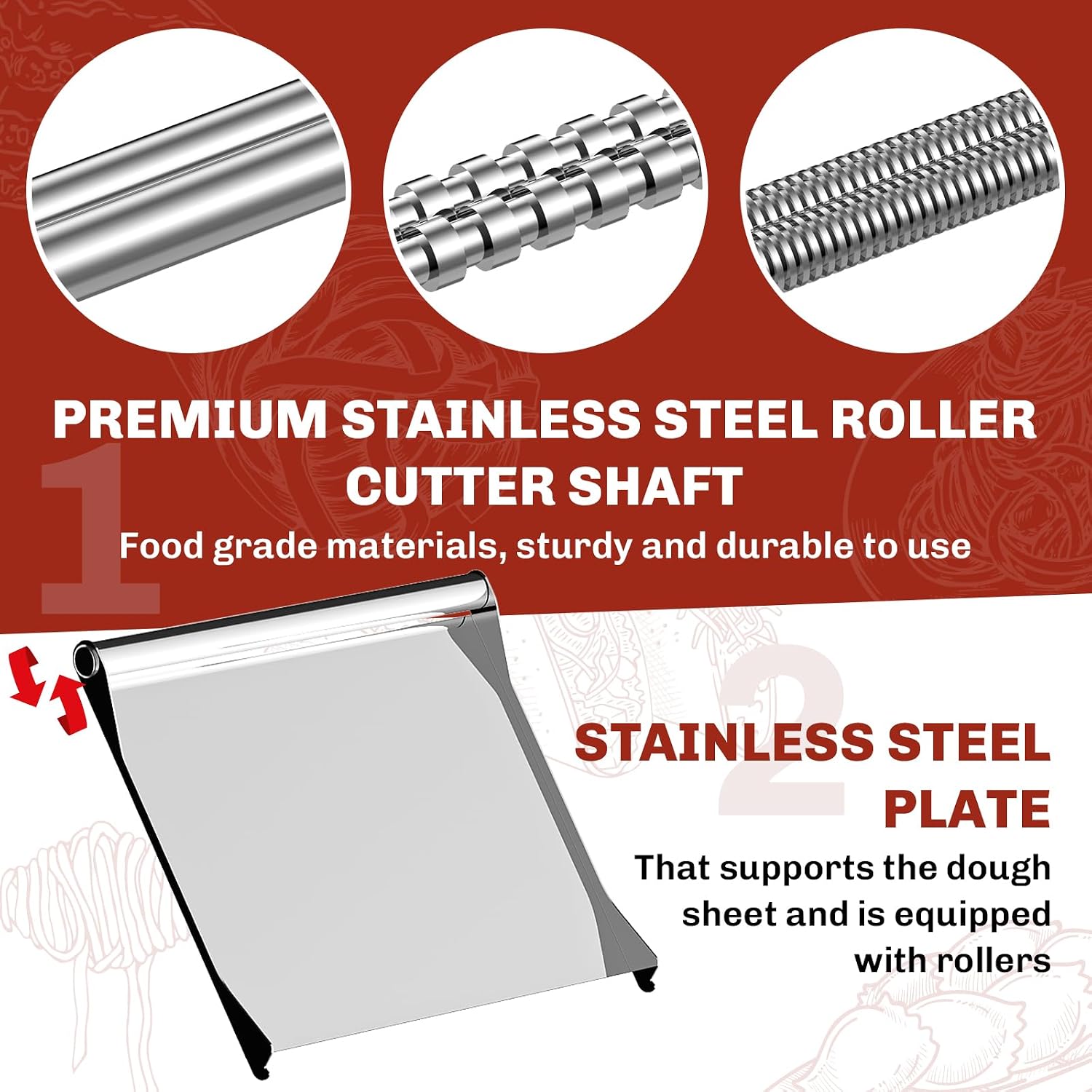 GVODE Pasta Roller Attachment for KitchenAid Stand Mixer, 8 Settings | 304 Stainless Steel, 8 Adjustable Thickness Settings (0.4-2mm), Fits all KitchenAid Stand Mixer Models