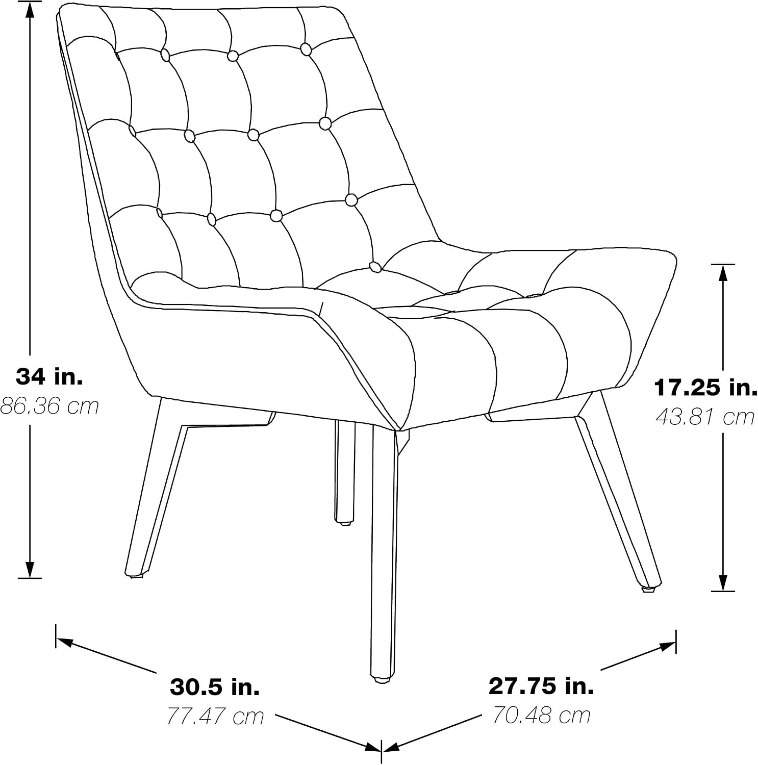 OSP Home Furnishings Shelly Mid-Century Modern Button Tufted Accent Chair with Solid Wood Sculpted Frame