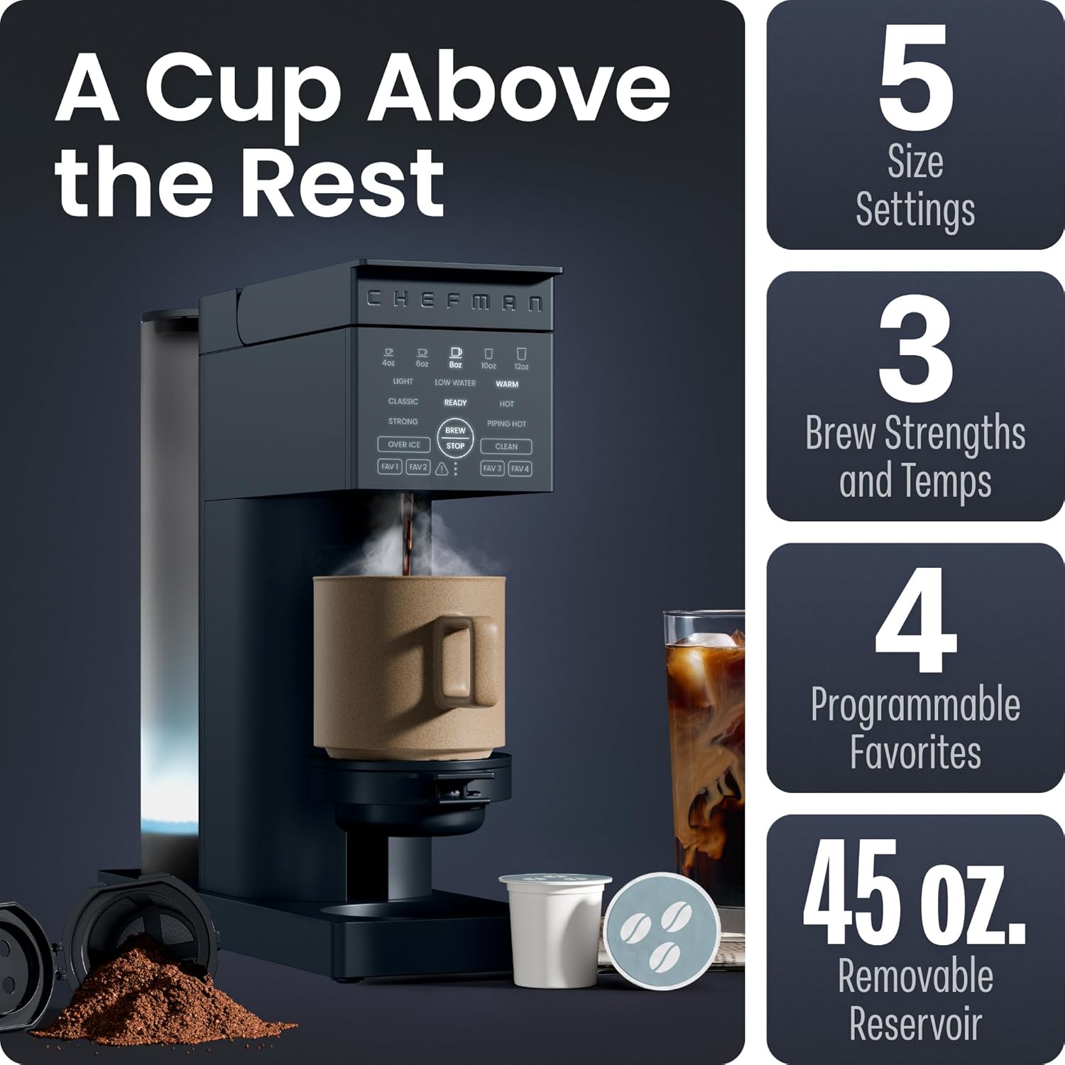 Chefman 12-Cup Programmable Coffee Maker, Electric Brewer, Auto Shut Off, Digital Display w/Auto-Brew Function, Anti-Drip Pot