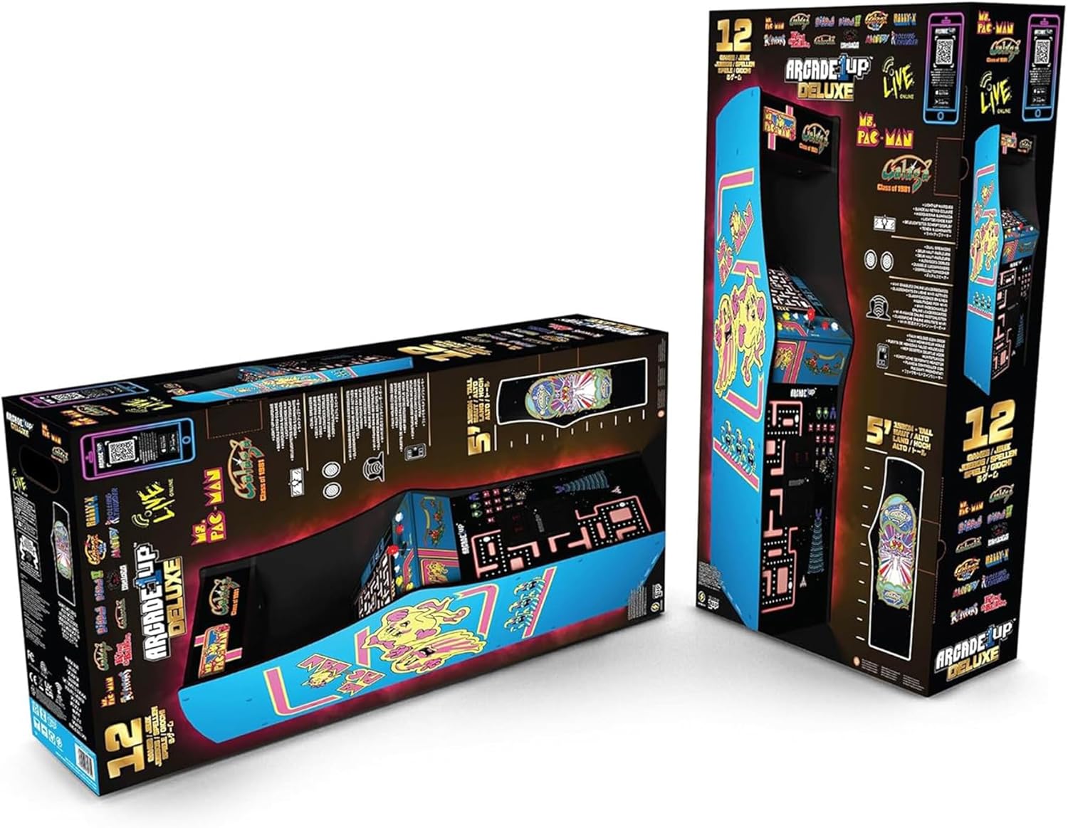 Arcade1Up Ms. Pac-Man Class of '81 Deluxe Arcade Machine Gaming Cabinet with 12 Retro Games, 17" LCD Screen and Real Feel Joysticks and Buttons