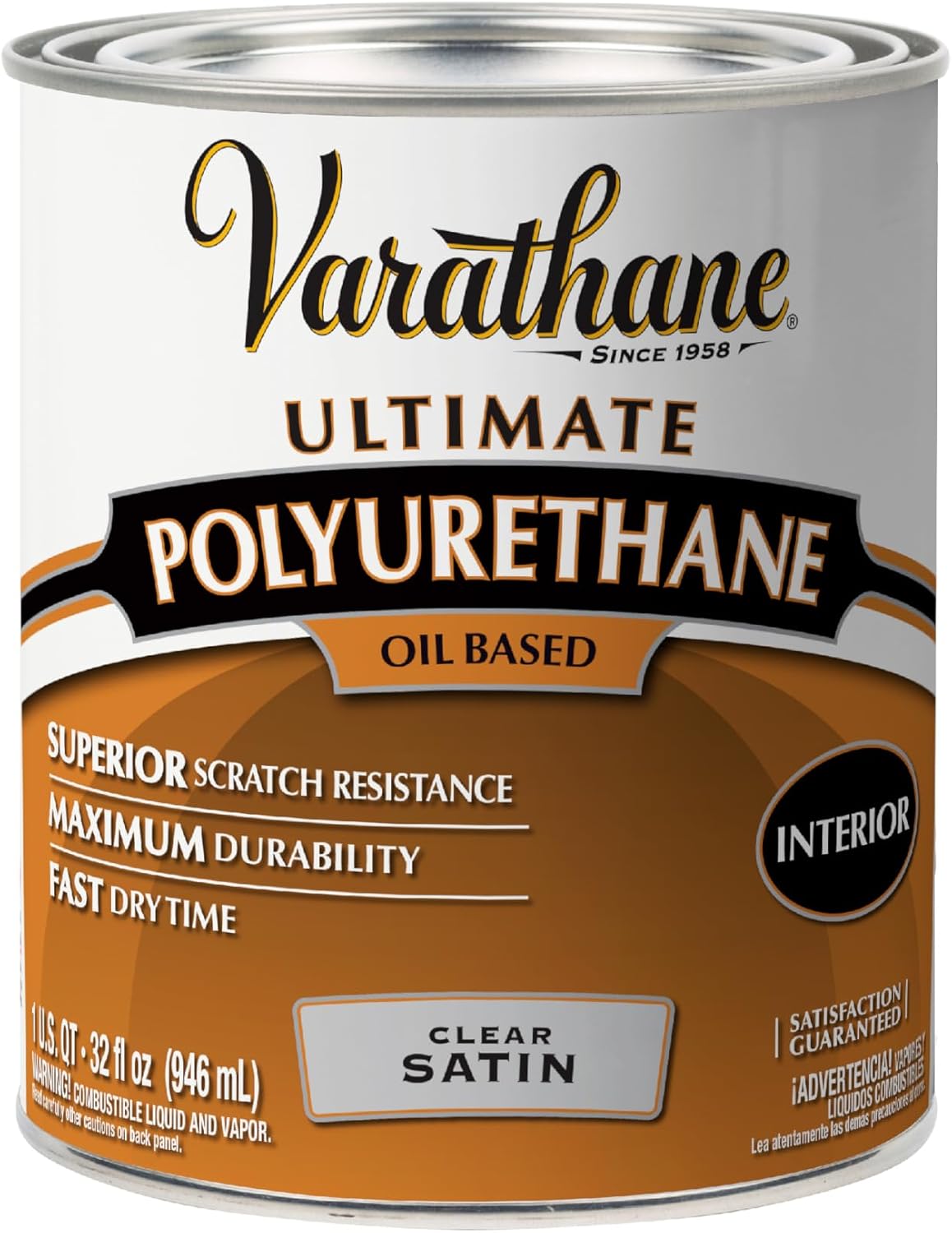 Rust-Oleum 9141H Oil Polyurethane, Quart, Satin Finish