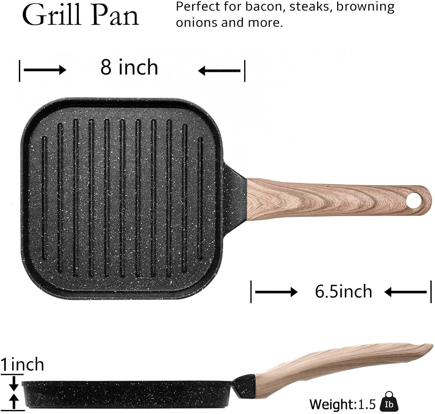 ESLITE LIFE Nonstick Grill Pan for Stove Tops, Versatile Griddle with Pour Spouts