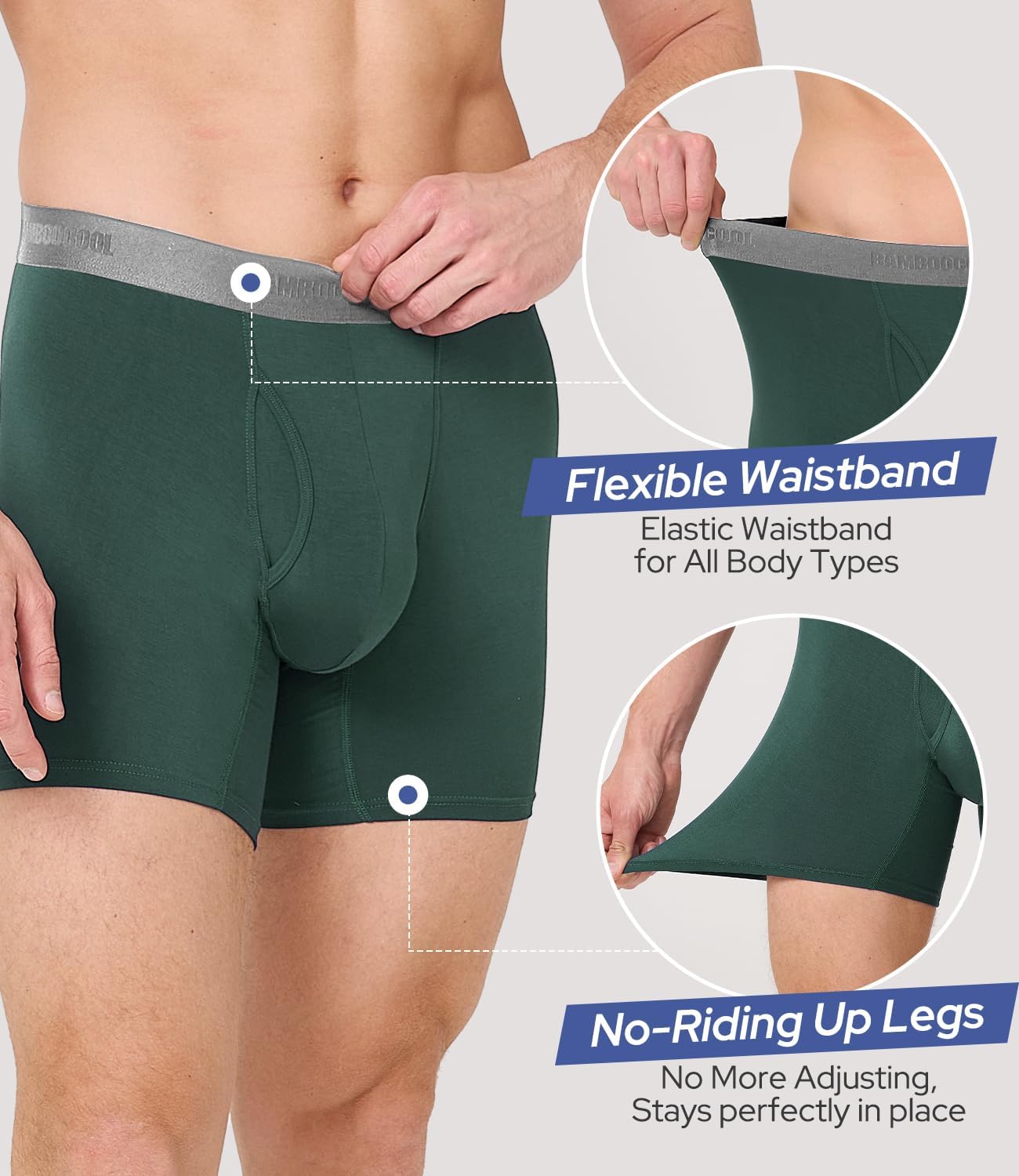 BAMBOO COOL Men's Boxer Briefs Ultra Breathable Underwear Multipack