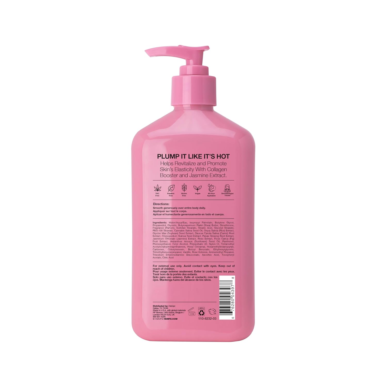 Hempz Sweet Jasmine & Rose Herbal Body Moisturizer for Women, 17 Fl. oz. - Moisturizing Lotion with 100% Pure Hemp Seed Oil, Collagen