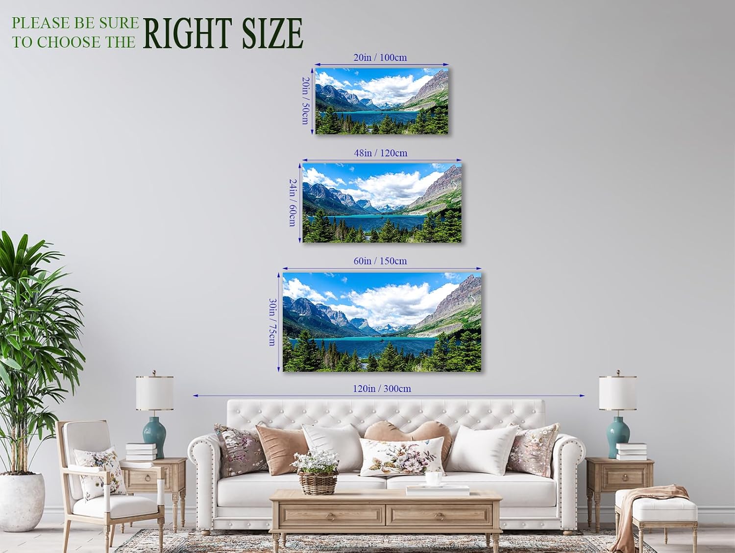 arteWOODS Ocean Wave Canvas Wall Art Beach Sunset Pictures Coastal Nature Artwork Blue Sea Painting Prints for Living Room Bedroom Home Office Decoration 20" x 40"