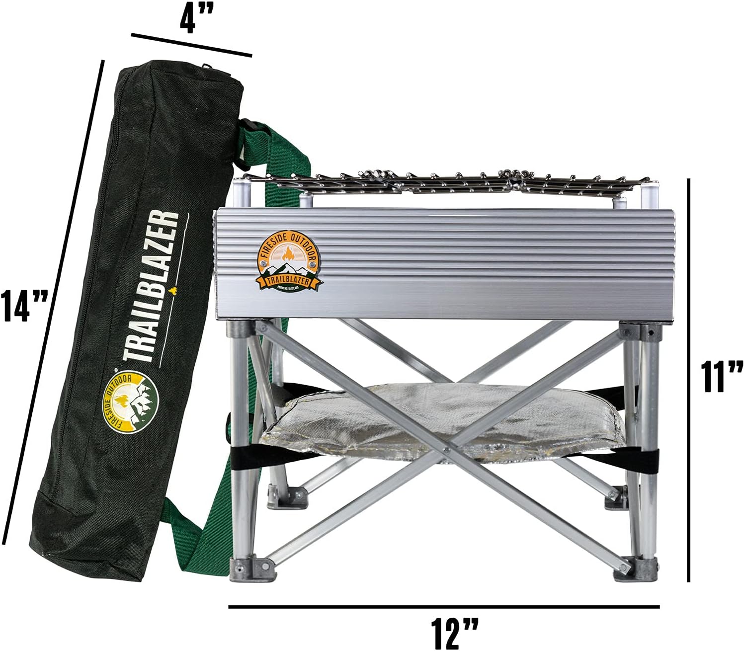 Fireside Outdoor Trailblazer Pop-Up Fire-pit 12"x12" - Camp Stove, Portable Fire Pits for Outside Wood Burning Stove, Portable Grill Charcoal