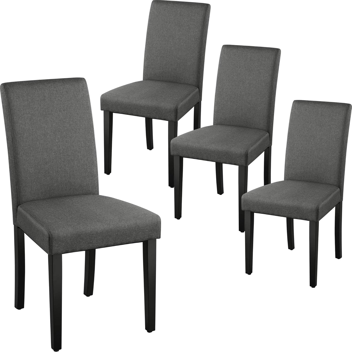 Yaheetech Dining Chairs Set of 4 Upholstered Kitchen Chairs Black