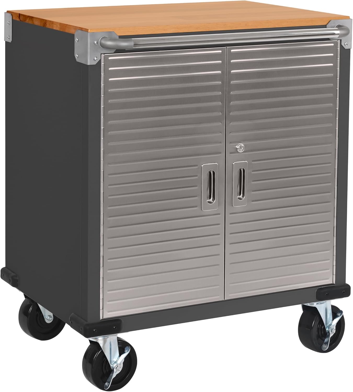 Seville Classics UltraHD Heavy Duty Rolling Cabinet Workbench Table w/Solid Wood Top, Workstation for Garage, Office, Workshop, Granite, 6-Drawer (28" W x 18" D