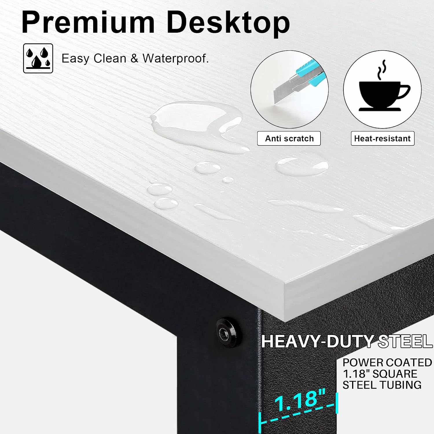 Aquzee Computer Desk with Shelves, 47" W x 23.6" D Gaming Desk with Hutch and Bookshelf