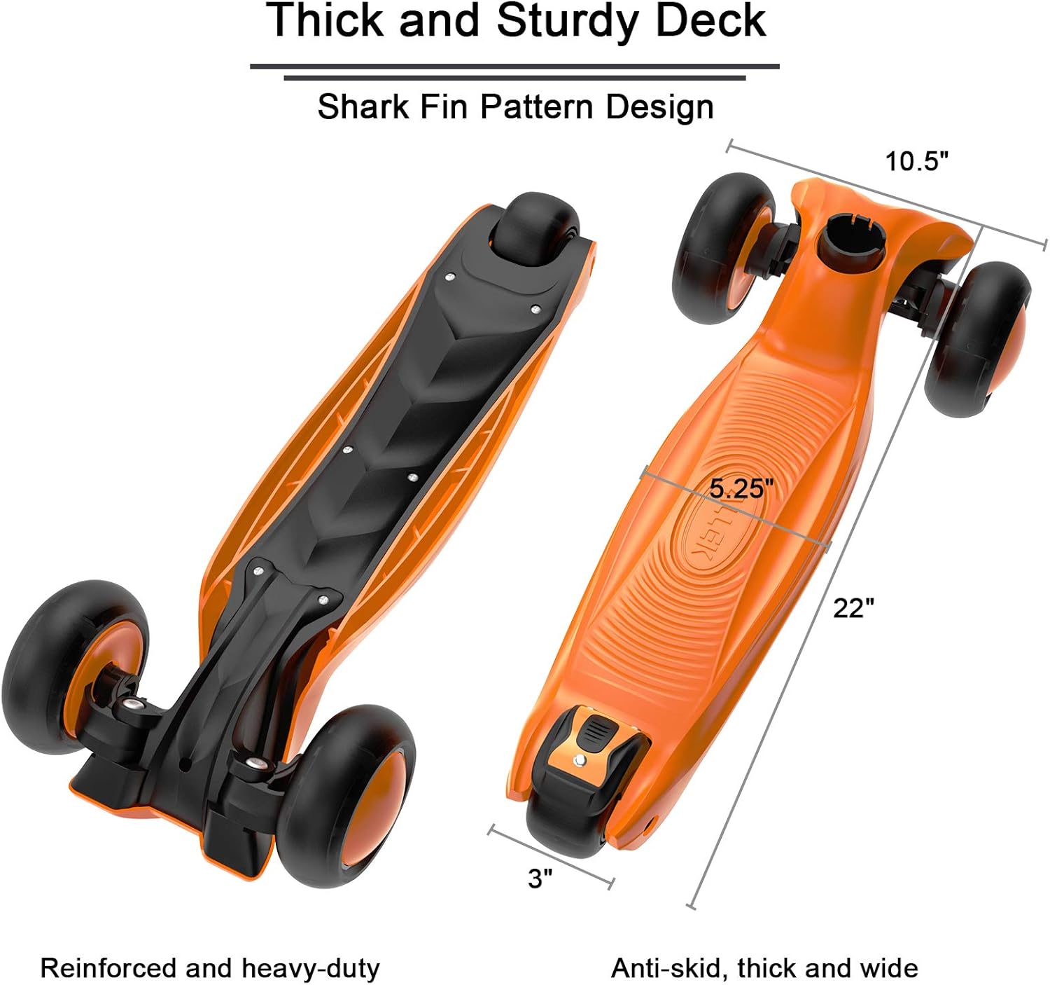 Allek Kick Scooter B03, Lean 'N Glide 3-Wheeled Push Scooter with Extra Wide PU Light-Up Wheels