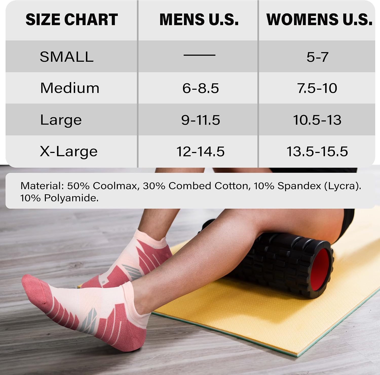 Hylaea Unisex Coolmax No Show Athletic Running Socks, Cushioned No Blisters
