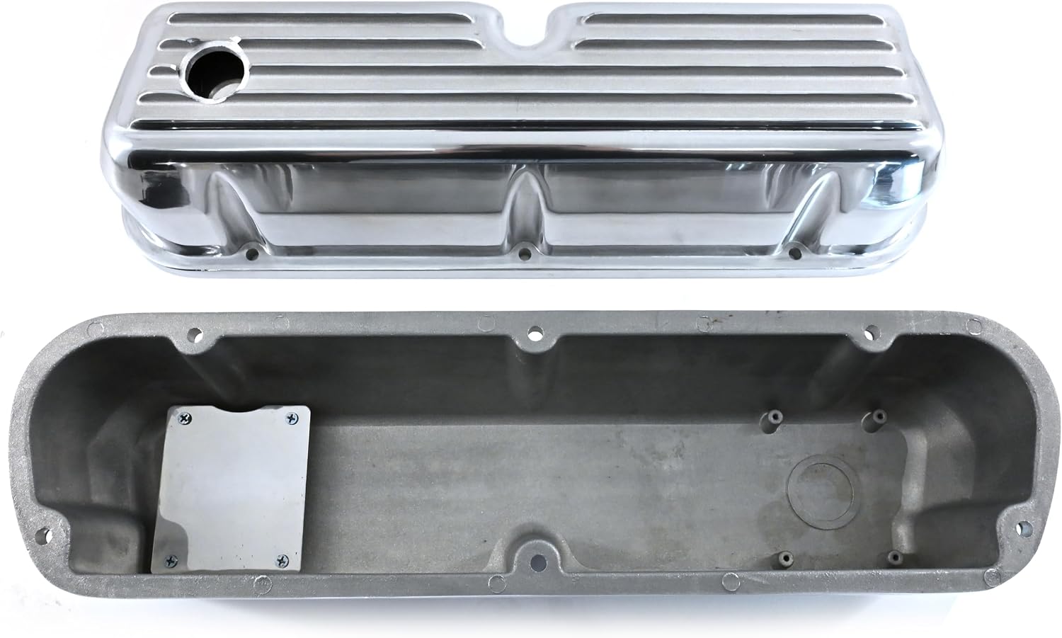 Compatible/Replacement Aluminum Ford Small Block 289-302-351W-5.0L Tall Full Finned Valve Covers – Polished Finish