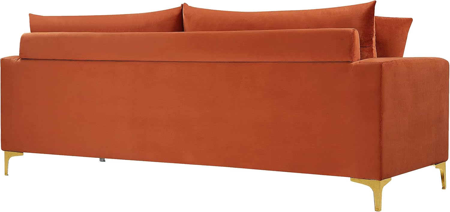 Meridian Furniture Naomi Collection Modern | Contemporary Grey Velvet Upholstered Loveseat with Stainless Steel Base in a Rich Gold or Chrome Finish, 633Grey-L