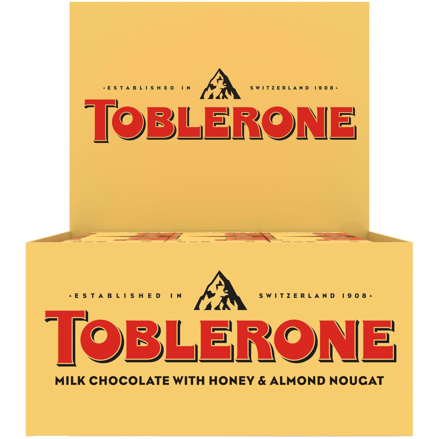 TOBLERONE Milk Chocolate Bar with Honey and Almond Nougat, 20 Bars | Bulk Chocolate