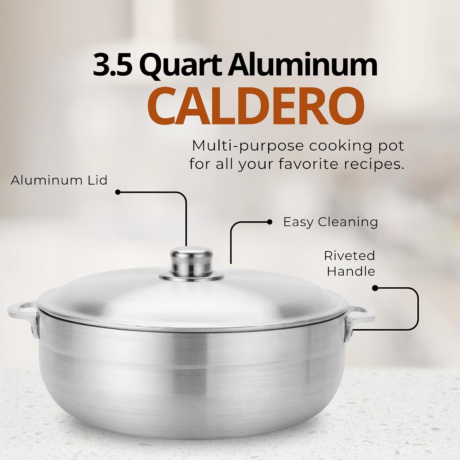 Alpine Cuisine 13-Quart Nonstick Aluminum Caldero Pot | Heavy-Duty Dutch Oven for Large Family Meals, Stews & Rice
