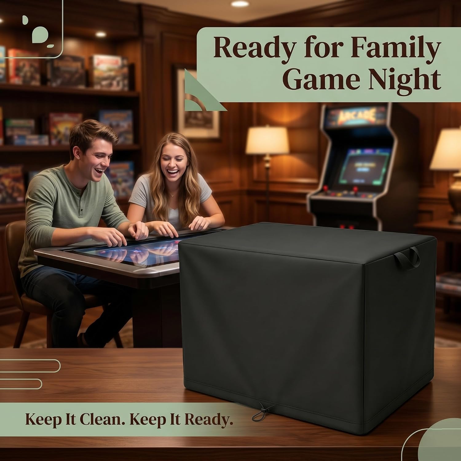 Arcade Gaming Table Cover game table cover waterproof & Dustproof Protector for 32-Inch Board Game Table, Adults & Family Game Night