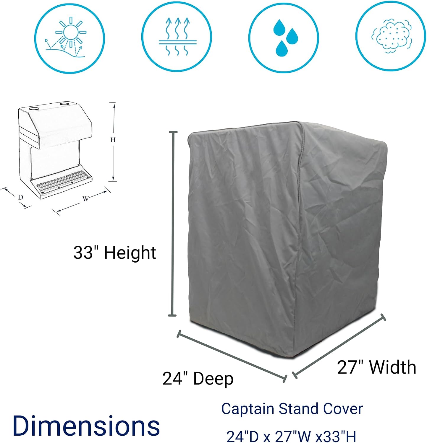 SavvyCraft Waterproof Pontoon Lounge Seat Cover Marine Grade 23"Dx60"Wx30"H