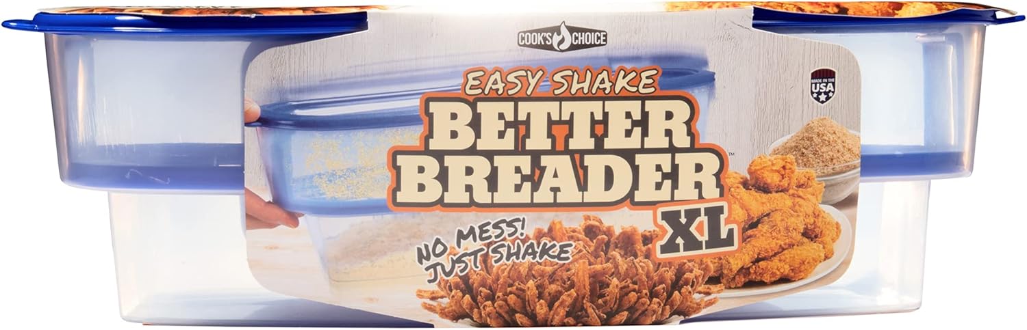 COOK'S CHOICE XL Original Better Breader Bowl 16" Mess-Free Breading Tray | Shake & Coat Batter Bowl w Lid for Chicken, Fish, & Vegetables