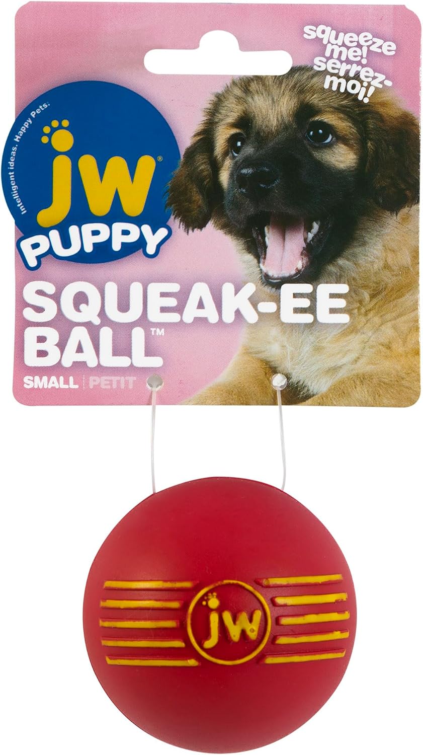 JW Squeak-ee Ball Puppy Toy | Water Resistant Design.