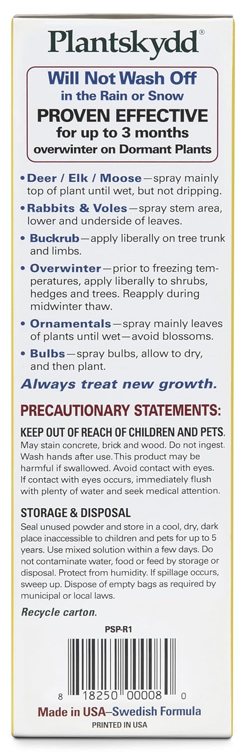 Plantskydd Animal Repellent for Deer, Rabbit, Voles, Powder Concentrate 1lb | Makes 1 Gallon of Liquid Repellent