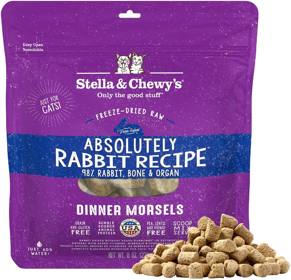 Stella & Chewy's Freeze-Dried Raw Cat Dinner Morsels - Premium Chicken Recipe with 98% Cage-Free Meat & Organs - Natural Grain-Free Cat & Kitten Food - Made in USA - 18 oz