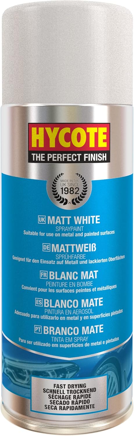 Hycote Black Spray Paint, Satin Black, 13.5 Oz - Fast Drying, UV & Weather Resistant, Acrylic Formula for Superior Protection – For Automotive & DIY Use, 400ml