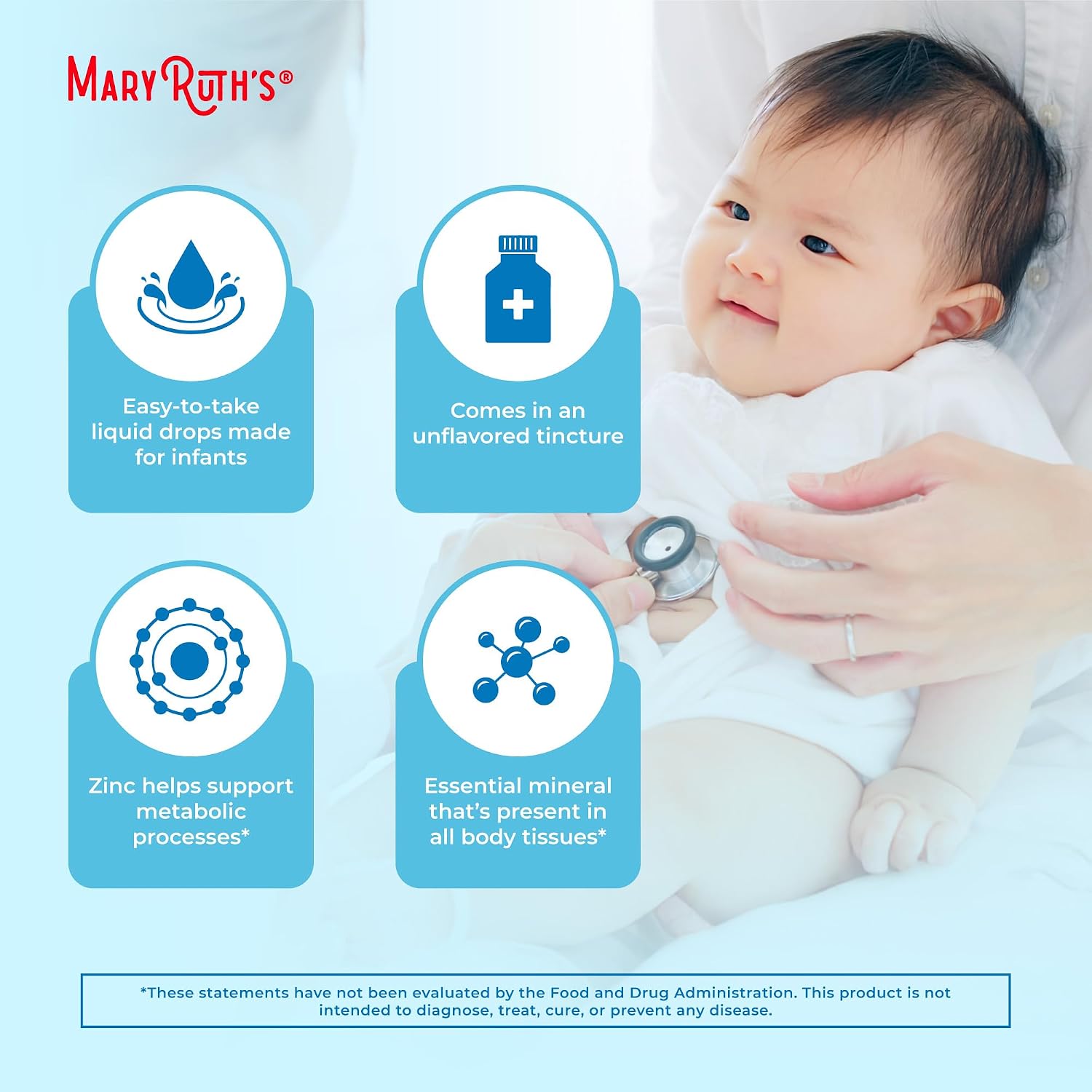 MaryRuth Organic Infant Ionic Zinc Liquid Drops, Unflavored, Vegan, 2 Fl Oz