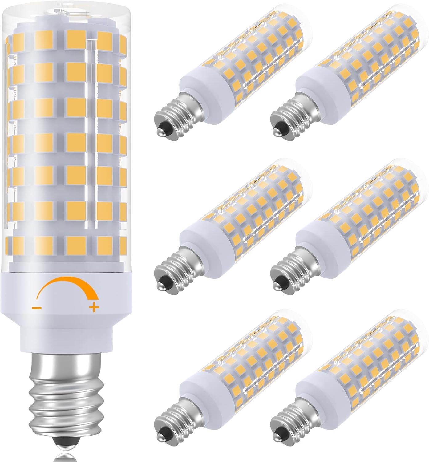 E12 LED Bulb Dimmable 7W Equivalent to 60W Halogen Bulb, Warm White 3000K T6 C7 E12 Candelabra Bulb 60 Watt for Ceiling Fan, Chandelier Lighting, AC120V Kx-2000 Bulbrite Replacement (6 Pack)