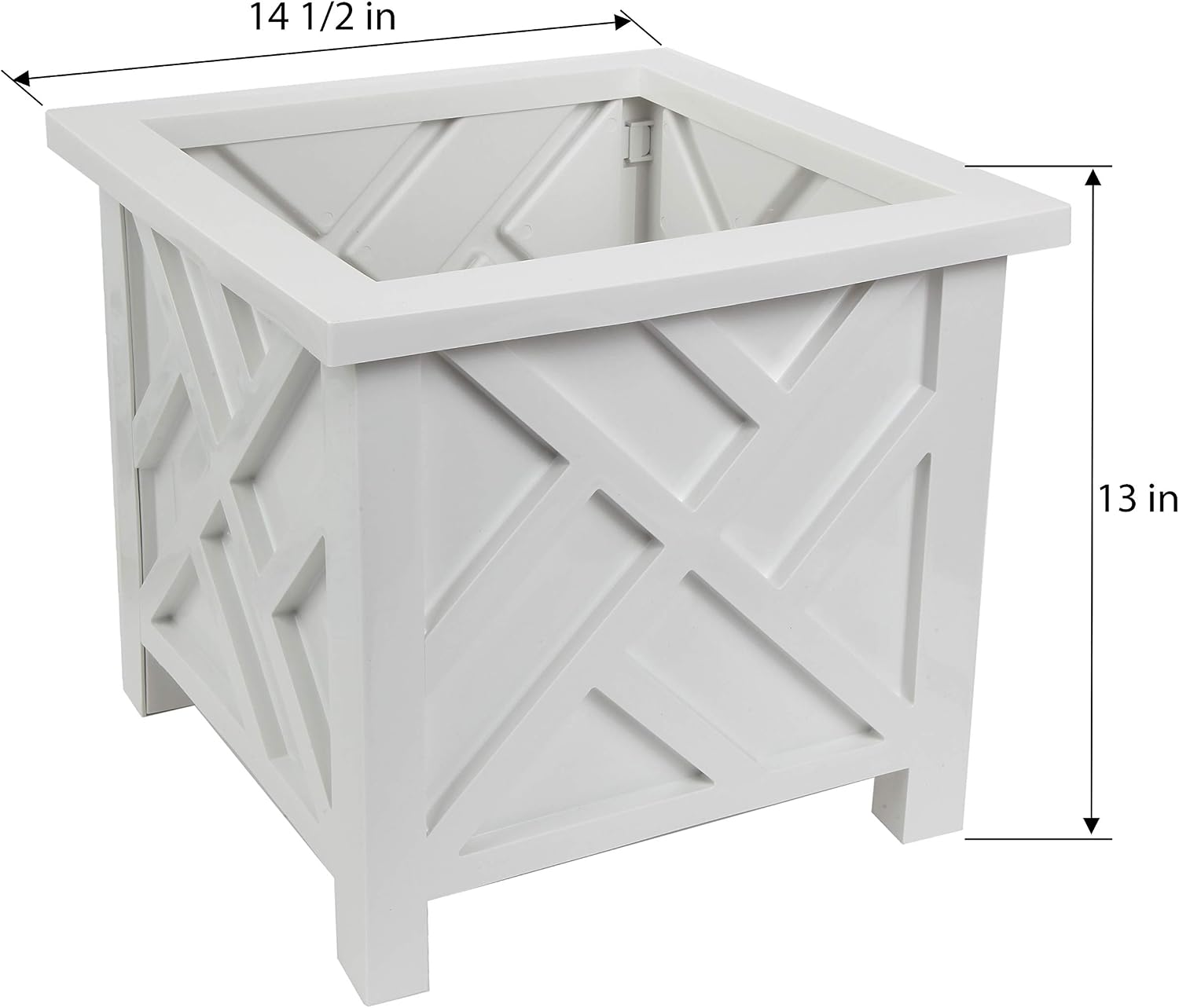 Trenton Gifts Chippendale White Planter Box Set of 2 - Elegant Outdoor Plant Pot for Patio, Porch Decor, and Garden Display