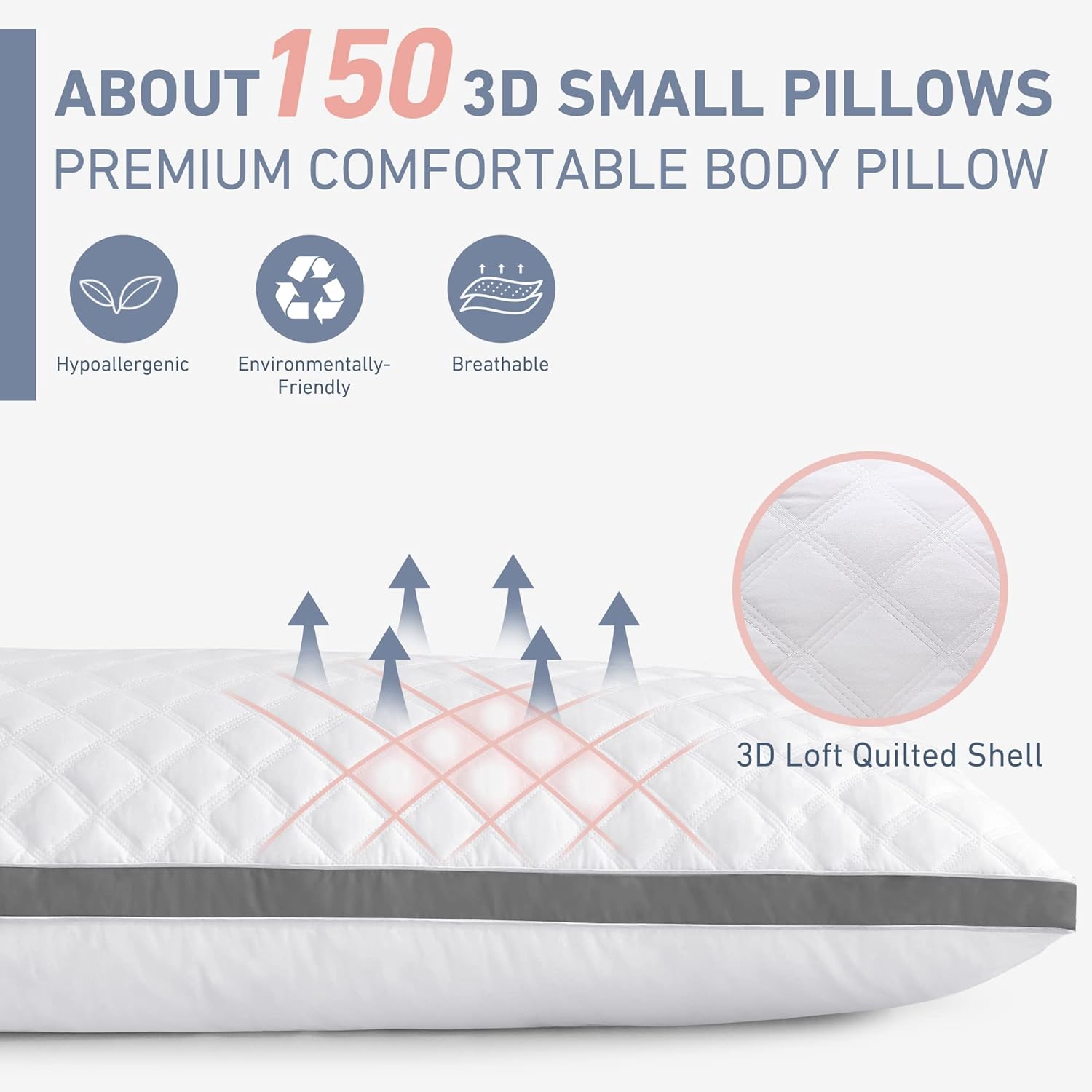 Leeden Body Pillow Insert 20 x 54 for Side Sleepers White Support