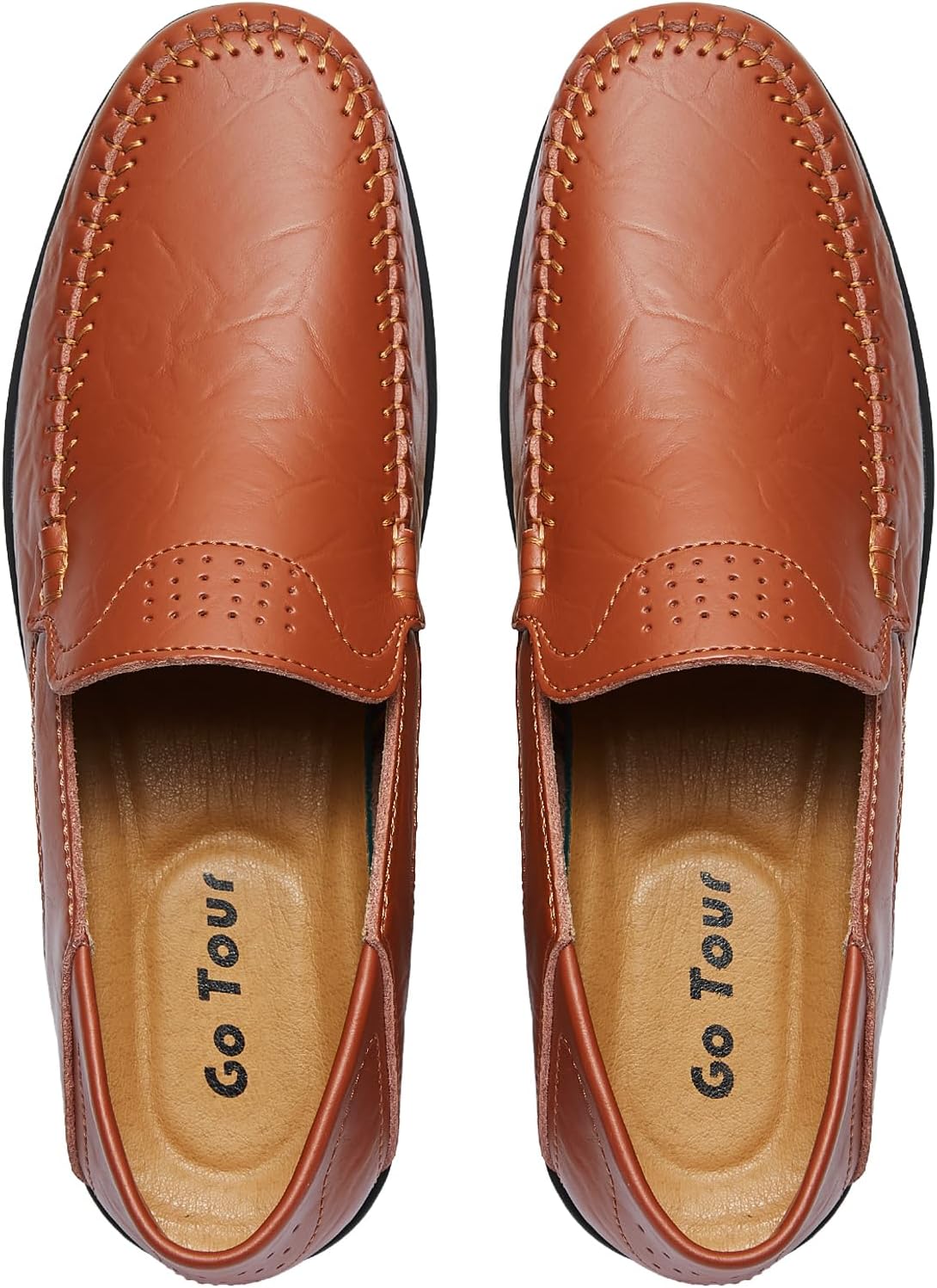 Go Tour Men's Premium Genuine Leather Casual Slip on Loafers Breathable Driving Shoes Fashion Slipper