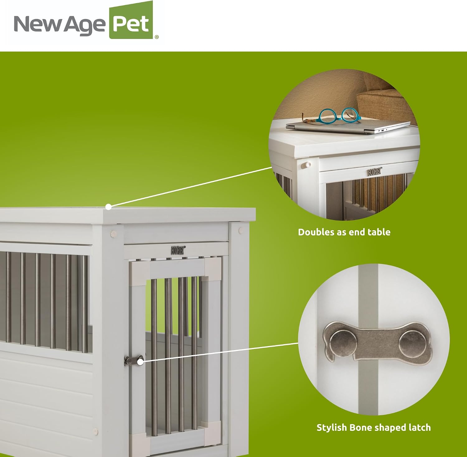New Age Pet ecoFLEX Pet Crate/End Table, Small, Grey, Model:EHHC405S