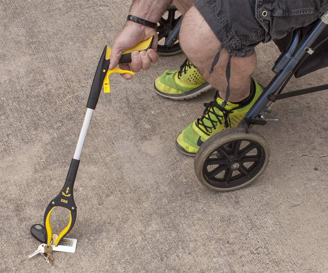 RMS 2-Pack 34 Inch and 21 Inch Grabber Reacher with Rotating Jaw | Mobility Aid Reaching Tool, Short and long options retrieve household items from floors, shelves, vehicles and tight spaces